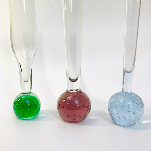 3 Vintage MCM Controlled Bubble Ball Bud Vases 10" 8" Green Blue Purple - Picture 7 of 13